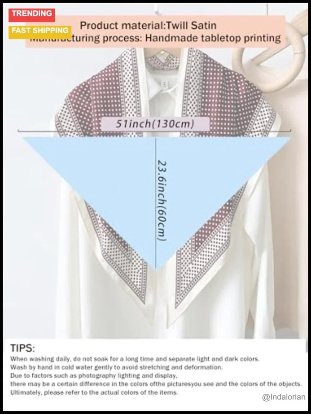 Triangle Shawl Scarf Fashion Silk Feeling Lightweight Women Accessory